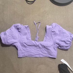 Linen crop top in lilac, brand new with tag